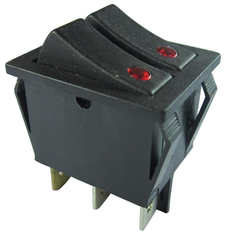 R5 Double Row Rocker Switch, 32*25mm, 20A 125V, With Lamp